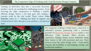 The Competitive Edge of Working with a Top Electronics Design Company