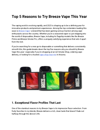 Top 5 Reasons to Try Breeze Vape This Year