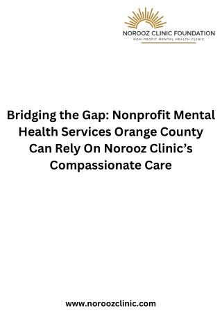 Non profit Mental Health Clinic Orange County