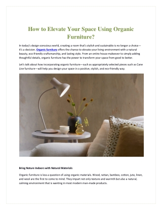 How to Elevate Your Space Using Organic Furniture
