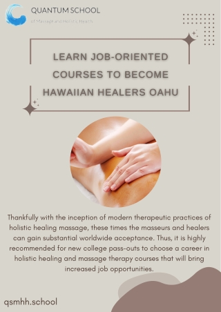 Learn Job-Oriented Courses to Become Hawaiian Healers Oahu