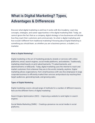 What is Digital Marketing Types, Advantages & Differences