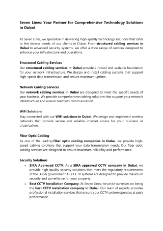 Sevenlines-best cctv installation company in dubai