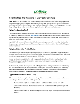 Solar Profiles: The Backbone Of Every Solar Structure