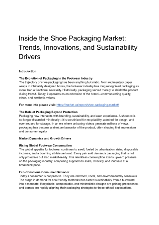 Inside the Shoe Packaging Market: Trends, Innovations, and Sustainability Driver