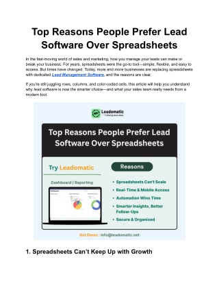 Top Reasons People Prefer Lead Software Over Spreadsheets