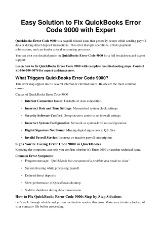 Fix QuickBooks Error Code 9000 During Payroll Process