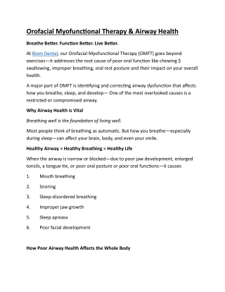 Orofacial Myofunctional Therapy