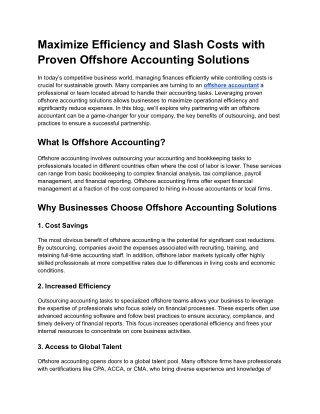 Maximize Efficiency and Slash Costs with Proven Offshore Accounting Solutions