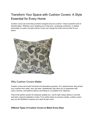 Transform Your Space with Cushion Covers_ A Style Essential for Every Home