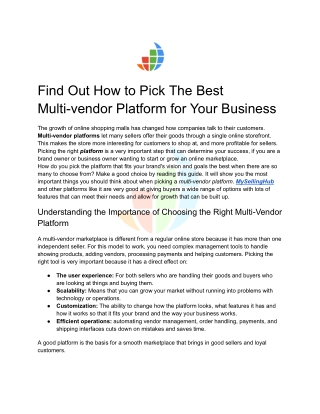 Find Out How to Pick The Best Multi-vendor Platform for Your Business