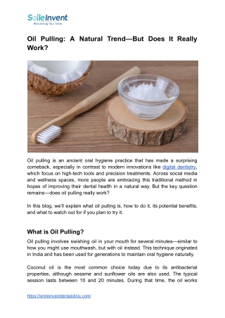 Oil Pulling Does It Actually Work for Oral Health