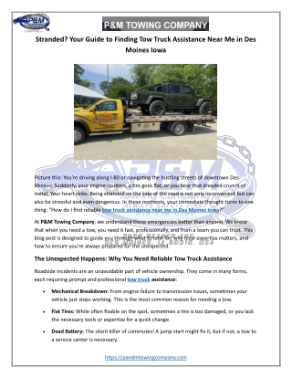 Stranded Your Guide to Finding Tow Truck Assistance Near Me in Des Moines Iowa