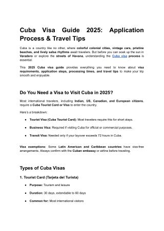 Cuba Visa