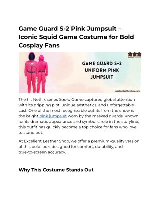 Game Guard S-2 Pink Jumpsuit – Iconic Squid Game Costume for Bold Cosplay Fans