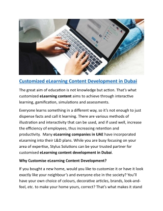 Customized eLearning Content Development in Dubai