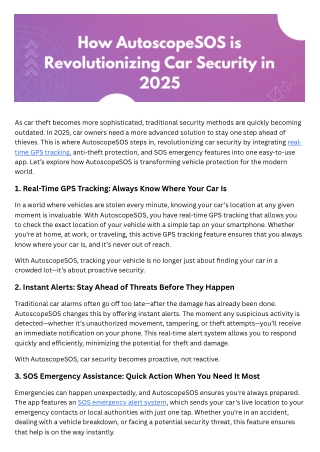 How AutoscopeSOS is Revolutionizing Car Security in 2025