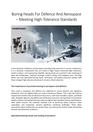 Boring Heads For Defence And Aerospace – Meeting High-Tolerance Standards