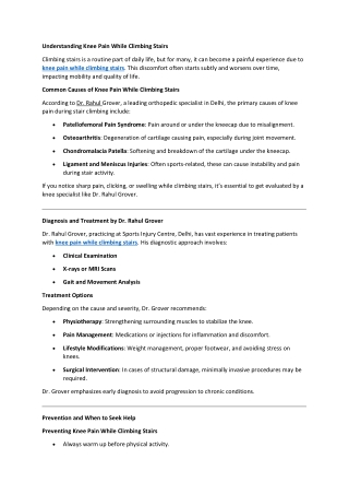 Understanding Knee Pain While Climbing Stairs