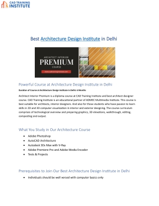 Architecture Design Institute in Delhi