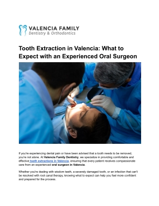 Tooth Extraction in Valencia_ What to Expect with an Experienced Oral Surgeon