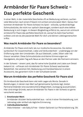 Armbänder für Paare Schweiz – Das perfekte Geschenk