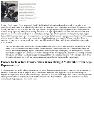 Should I Obtain An Attorney For A Motorcycle Mishap Injury & Clinical Negligence