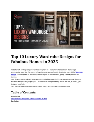 Top 10 Luxury Wardrobe Designs for Fabulous Homes in 2025