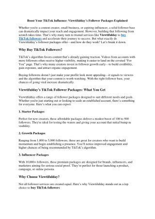 Boost Your TikTok Influence Viewtifulday’s Follower Packages Explained