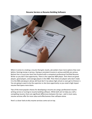 Resume Services vs Resume Building Software