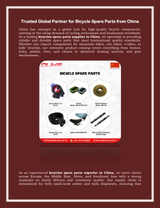 Trusted Global Partner for Bicycle Spare Parts from China