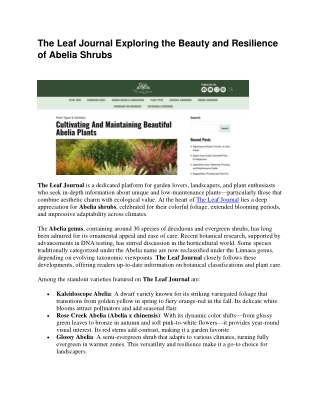 The Leaf Journal Exploring the Beauty and Resilience of Abelia Shrubs