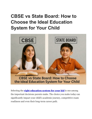 CBSE vs State Board Choosing the Right Education System