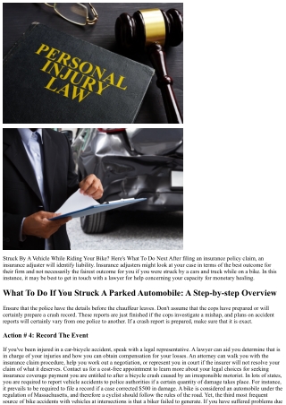 I Was Struck By A Without Insurance Chauffeur While Riding My Bike What Can I Do