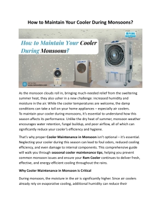 How to Maintain Your Cooler During Monsoons?