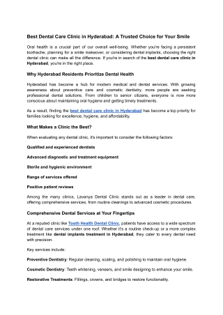 Best Dental Care Clinic in Hyderabad_ A Trusted Choice for Your Smile