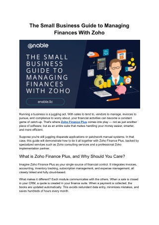 The Small Business Guide to Managing Finances With Zoho