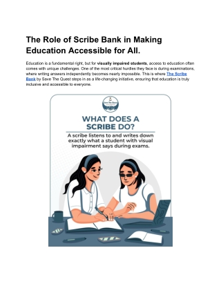 The Role of Scribe Bank in Making Education Accessible for All.
