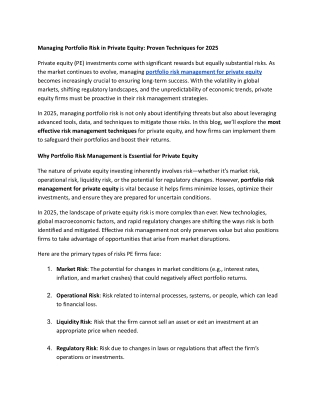 Managing Portfolio Risk in Private Equity_ Proven Techniques for 2025