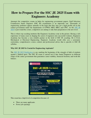 How to Prepare For the SSC JE 2025 Exam with Engineers Academy