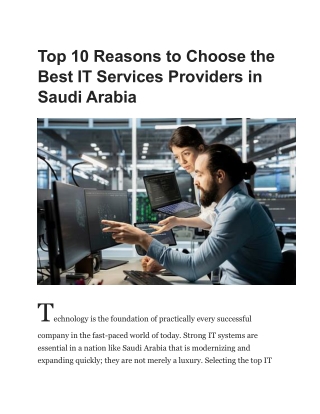 Top 10 Reasons to Choose IT Services in Saudi Arabia