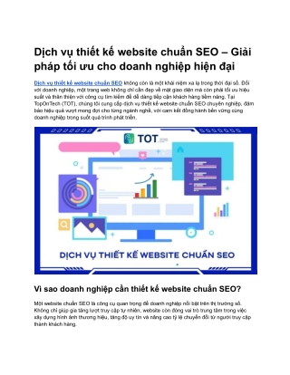 Dịch vụ thiết kế website chuẩn SEO – Giải pháp tối ưu cho doanh nghiệp hiện đại
