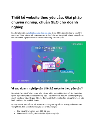 Thiết kế website theo yêu cầu: Giải pháp chuyên nghiệp, chuẩn SEO cho doanh nghi