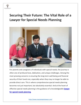 Securing Their Future The Vital Role of a Lawyer for Special Needs Planning