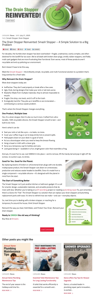 The Drain Stopper Reinvented Smash Stopper – A Simple Solution to a Big Problem