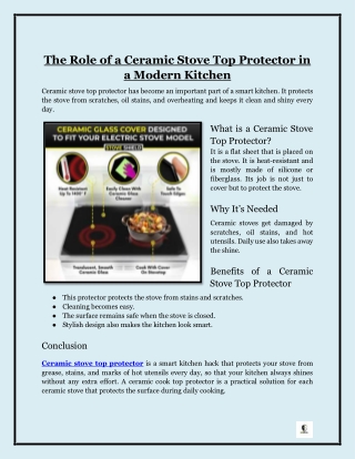 The Role of a Ceramic Stove Top Protector in a Modern Kitchen