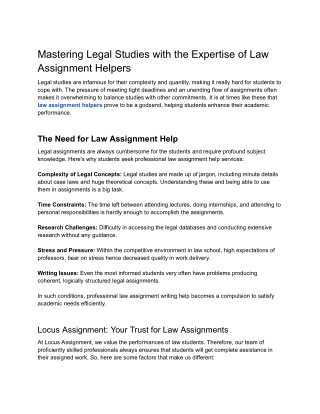 Mastering Legal Studies with the Expertise of Law Assignment Helpers