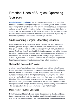 Practical Uses of Surgical Operating Scissors