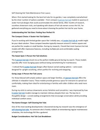 Self Cleaning Hot Tubs Maintenance-Free Luxury