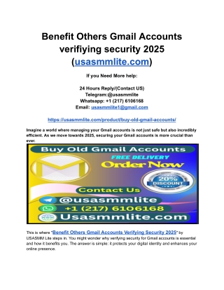 Benefit Others Gmail Accounts verifiying security 2025 (usasmmlite.com)